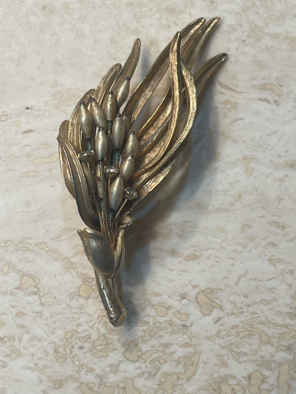 Gold Toned Wheat Motif Decorative Accent
